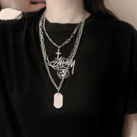 Free Shipping-CYBER PUNK CROSS LAYERED PENDANT NECKLACE  - Thumbnail 4