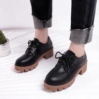 Retro Vintage British Style Black Shoes - Thumbnail 1