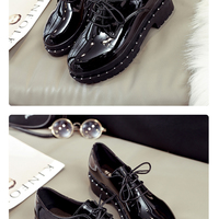 British Style Rivet Black Shoes - Thumbnail 4