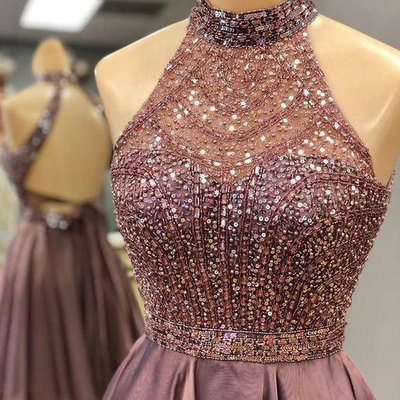 High neck short homecoming dresses with beaded - Thumbnail 5