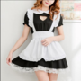 Harajuku cute love lace leaking maid outfit maid service suit-1