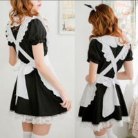 Harajuku cute love lace leaking maid outfit maid service suit - Thumbnail 2
