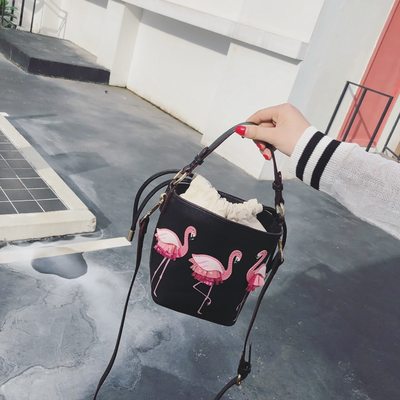 Cute flamingo crossbody bag in black and white