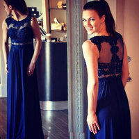 Elegant Long Mother of the Bride Dresses with Lace Appliques - Thumbnail 1