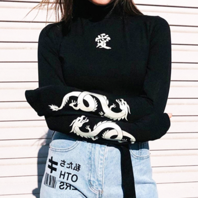 Free shipping-3m love and dragon long sleeve tee - Thumbnail 5