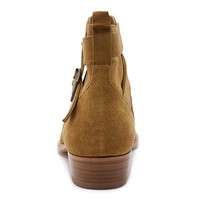 New Men's Handmade Beige Half Ankle High Suede Jodhpurs Buckle Boot - Thumbnail 2