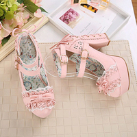Sweet and lovely  lace bow high heels - Thumbnail 3