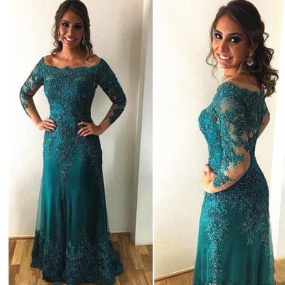 Charming long sleeves mother of the bride dresses with appliques - Thumbnail 5