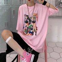 Cartoon Sailor Moon Pastel Pink Tee - Thumbnail 3