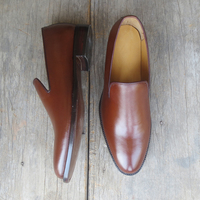 Handmade Brown Leather Loafer Slipper Party Dress Men's Fashion Moccasin Shoes - Thumbnail 2