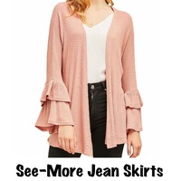 RUFFLE SLEEVE CARDIGAN GRAY  - Thumbnail 1