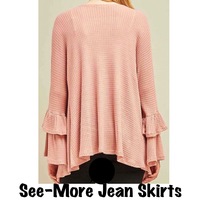 RUFFLE SLEEVE CARDIGAN GRAY  - Thumbnail 2