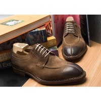 men's Brown Color lace up Suede leather shoes Men Dress Formal Split Toe Shoe - Thumbnail 1