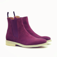 New Men's Handmade Pink Color Ankle High Suede Chelsea Style Boot - Thumbnail 1