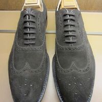 men's Gray Suede Lace Up Shoes Men Dress Formal Wing Tip Brogue Shoes - Thumbnail 1