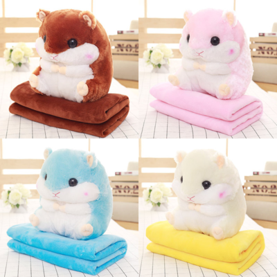 Cute hamster pillow + blanket dual doll