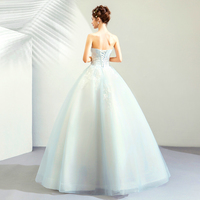 Blue tulle lace long prom gown, blue evening dress - Thumbnail 3