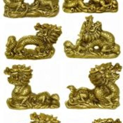 Statuary - dragon - mini gold 