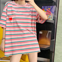 Rainbow Stripe Heart Pocket Oversize Tee  - Thumbnail 3