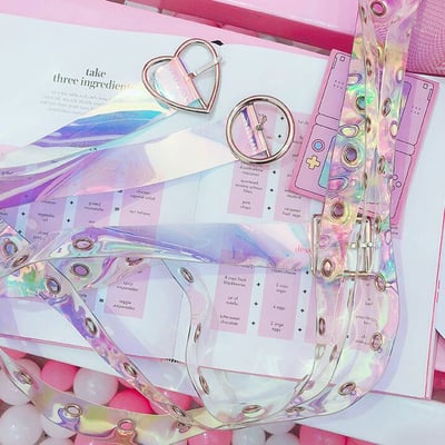 Laser Hologram Transparent Heart Round Square Ring Belt