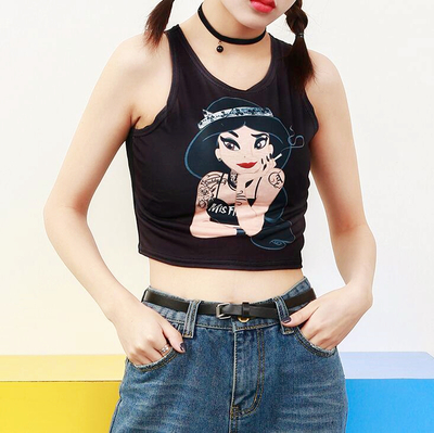 Harajuku Aladdin Princess Jasmine Print Crop Top