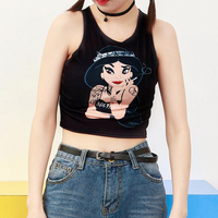 Harajuku Aladdin Princess Jasmine Print Crop Top - Thumbnail 2