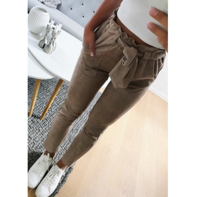 Slim high waist striped pants