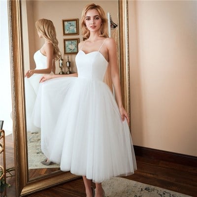 White tulle short prom dress, white homecoming dress - Thumbnail 5