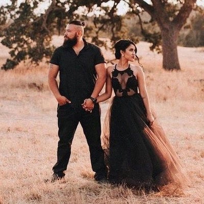 Sexy Hater Black Wedding Dresses with Lace