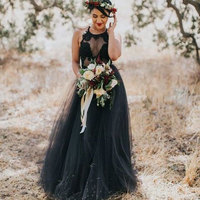 Sexy Hater Black Wedding Dresses with Lace - Thumbnail 1