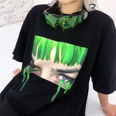 Free Shipping-CYBER PUNK GREEN TEARS TEE