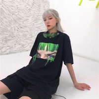 Free Shipping-CYBER PUNK GREEN TEARS TEE - Thumbnail 4