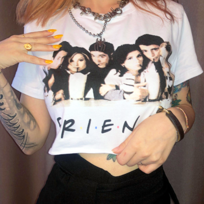 "friends" crop tee