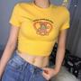 Love Heart Teddy Bear Print Yellow Top-1