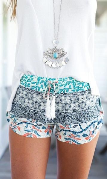 Fashion Sexy Printing High Waist Shorts