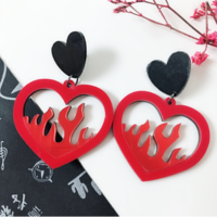 HEART AND FLAME EARRINGS - Thumbnail 3