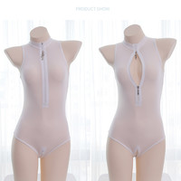 Harajuku new zipper semi-transparent dead water swimsuit transparent swimwear with zipper - Thumbnail 4
