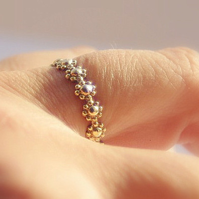 Dainty gold filled daisy flower stacking wedding, engagement or bridesmaid ring / band