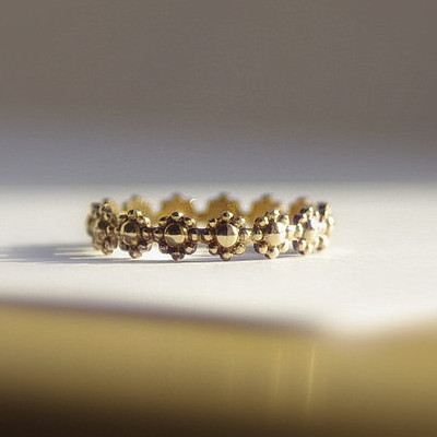 Dainty gold filled daisy flower stacking wedding, engagement or bridesmaid ring / band