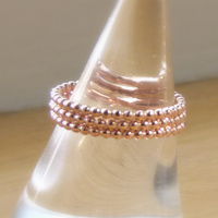 Three 14k ROSE gold filled dotted/ full beaded unique stackable rings / engagement stacking rings / stack rings / stacker rings - Thumbnail 1