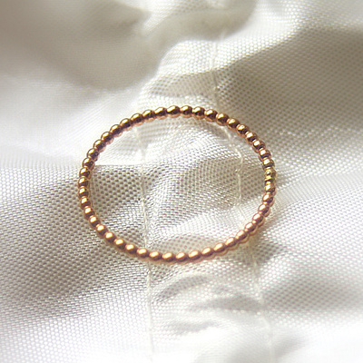 One 14k rose gold beaded/ dotted band - wedding rings, stack rings