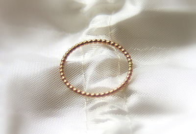 One 14k ROSE gold beaded/ dotted band - wedding rings, stack rings