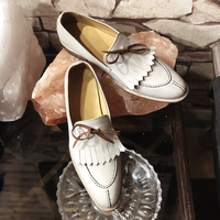 Handmade Oxford Light gray shoes, Men Dress Formal Office Two Tone Brogues Shoes - Thumbnail 1