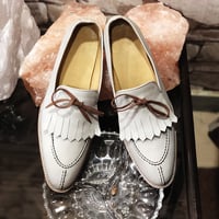 Handmade Oxford Light gray shoes, Men Dress Formal Office Two Tone Brogues Shoes - Thumbnail 2