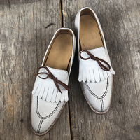 Handmade Oxford Light gray shoes, Men Dress Formal Office Two Tone Brogues Shoes - Thumbnail 3