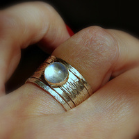 Simone unique rustic stackable moonstone wedding ring  - Thumbnail 1
