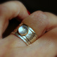 Simone unique rustic stackable moonstone wedding ring -1
