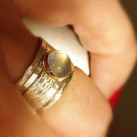 Simone unique rustic stackable moonstone wedding ring  - Thumbnail 2