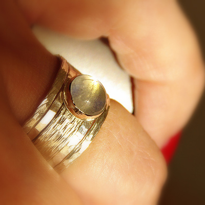 Simone unique rustic stackable moonstone wedding ring 