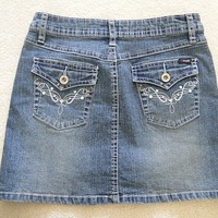 Girls Denim Skirt with Blue Details - Thumbnail 1